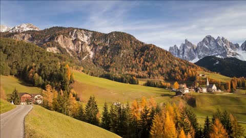 landscape of st magdalena village and church geisler spitzen