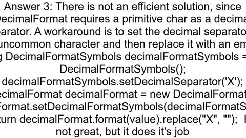 DecimalFormat no decimal separator