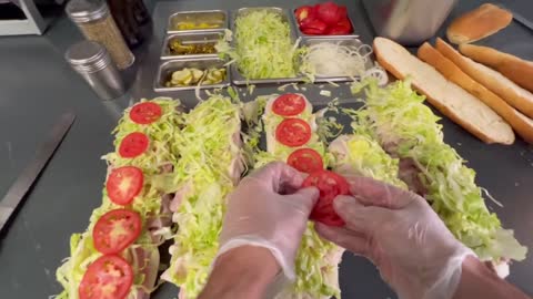 Making 4 Giant Sandwiches and 1 Regular | Sandwich Recipe | Jersey Mike's POV
