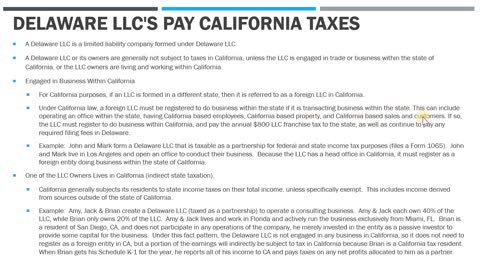 When is a Delaware LLC Subject to California Taxes & Registration?