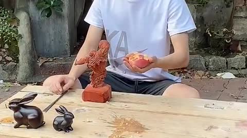 How To Make apple from pieces of wood - Woodworking DIY #shorts