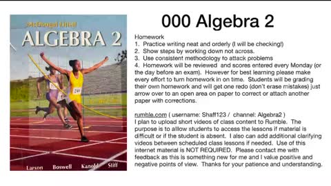 000 Intro to Algebra 2 class