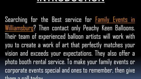 Best service for Family Events in Williamsburg