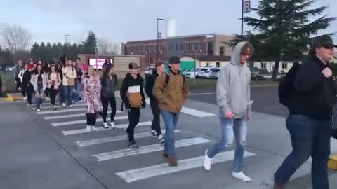Students from Ridgefield High School Washington walked out of school after refusing to wear masks