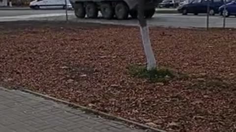 Belarusian BTRs moving through Pinsk in the direction of the Ukrainian border.