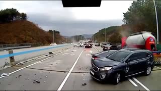 Highway Black Ice Accident Video