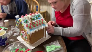 Dogs Eating Gingerbread House