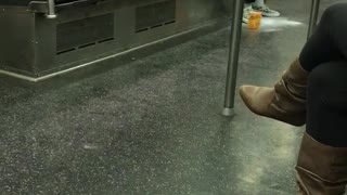 Guy covers himself in baking soda on a subway train