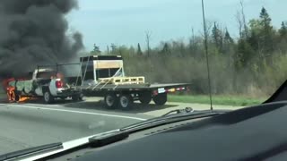 This was a Tesla pick up burning