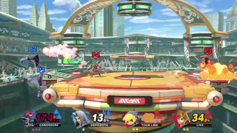 Ganondorf and Sephiroth vs Toon Link and Link on Spring Stadium (Super Smash Bros Ultimate)