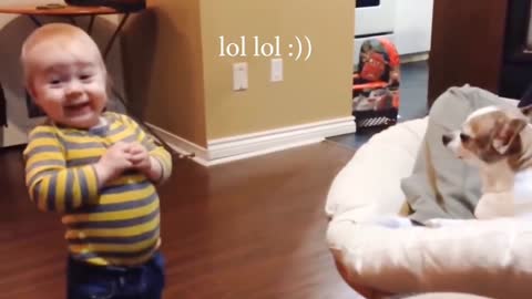 Baby and doge funny video