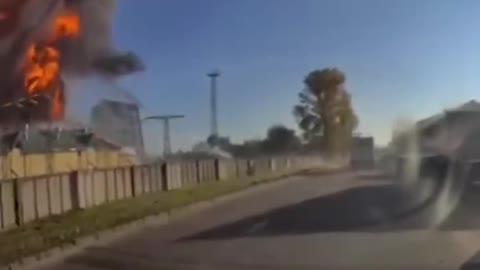 Dashcam footage shows the moment a missile hit a Lviv power station.