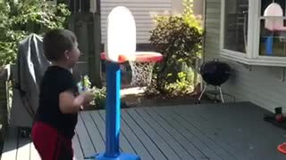 Kid pulls off epic trick shot, delivers epic celebration