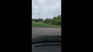 Apache Helicopters Land At Airport