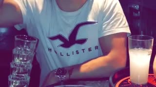 Guy in hollister shirt takes shots back to back