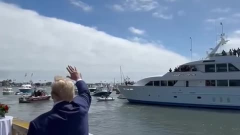 President Donald Trump waving to the boaters in Newport Beach, CA!