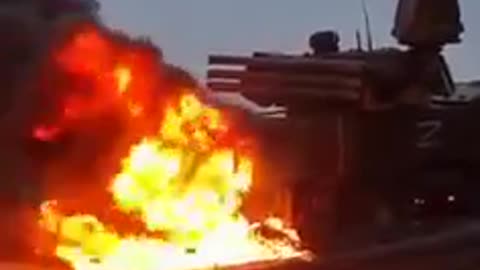 Russian Tank "Panther" on fire in Kharkiv- Ukraine