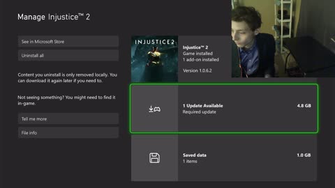 Tutorial For How To Install An Update For Injustice 2 On The Xbox One's Hard Drive