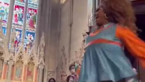 NYC gives standing ovation to a 'Drag Queen' that was invited to their 'Pride Chapel in church