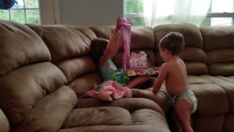 Little girl with 5 brothers sobs uncontrollably after baby sister news