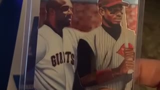 Giveaway 2000 topps chrome card featuring Ken Griffey Jr. And Barry Bonds