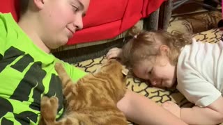 Very patient cat and a kid