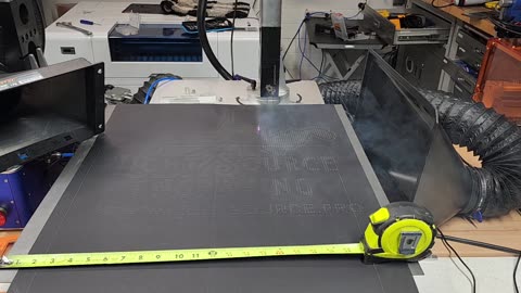400mm Lens = longest focal stick ever! Engraving 490mm graphic with the fiber laser
