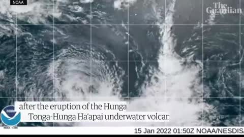 Tonga underwater volcanic eruption creates tsunami waves