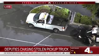 Police Pursuit of Stolen Work Truck in LA, Ends In Long Beach