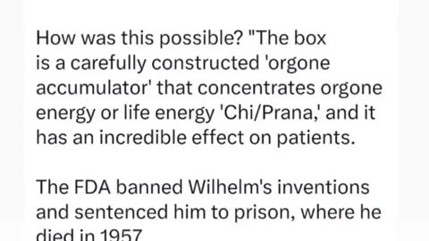 Wilham Reich Medbox said to cure cancer and heart disease banned by the FDA