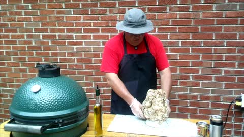 Beer can chicken on the Big Green Egg