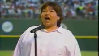 Roseanne singing the national anthem