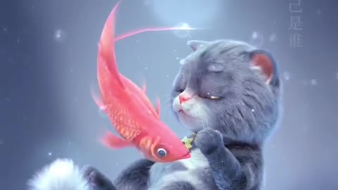 Animation cate and fish very heart touching clips