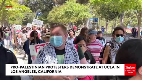 Pro-Palestinian Demonstrators March Across UCLA In Los Angeles, California