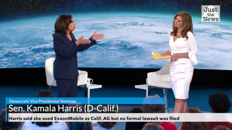 Harris said she sued ExxonMobile as Calif. AG but no formal lawsuit was filed