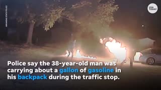 Motorcyclist Catches Fire After being tased.