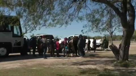 More migrant families arrive in La Joya, Texas after crossing illegally this afternoon.