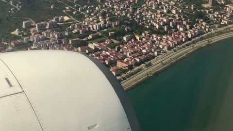 city view from the airplane window