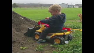 Little boy learns why construction work isn't fun