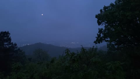The full moon from the top of the mountain