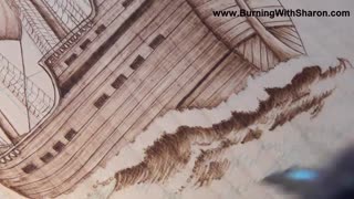 Pyrography - How to burn ocean waves