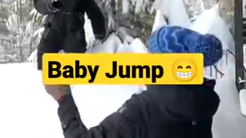 Throwing baby into deep snow 😱