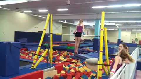 Gabrielle performs her first gymnastics giant