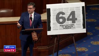 House Speaker Mike Johnson delivers first floor speech on border catastrophe,