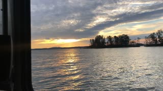 Evening cruise back to the dock on the houseboat