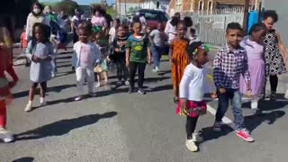 Toddlers from The Kleine Einstein Day Care Centre perform the Jerusalema dance