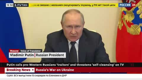 Putin calls pro-Western Russians 'traitors,' threatens 'self-cleansing'