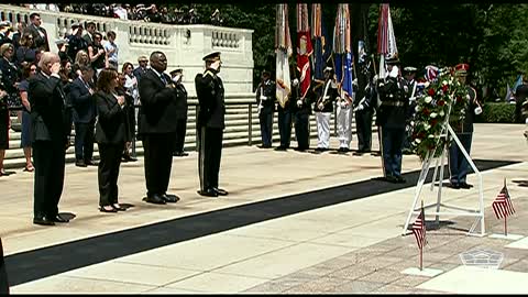 President Biden participates in a wreath-laying ceremony at the Tomb of the Unknown Soldier