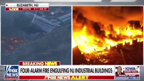 Four alarm fire engulfing, New Jersey industrial buildings