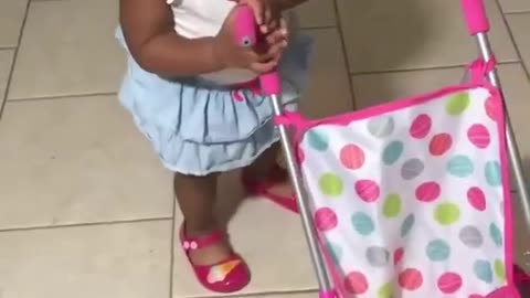 Little Girl's Reaction To Her Mom Not Wanting To Watch Her Baby.(A Doll) 😂😂